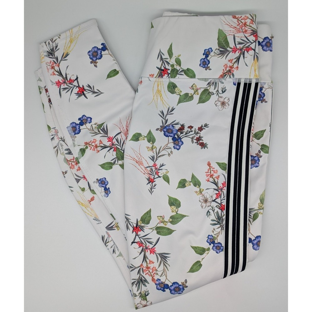 Athleta Womens size Small White Floral Leggings‎ 7/8 Pockets EUC